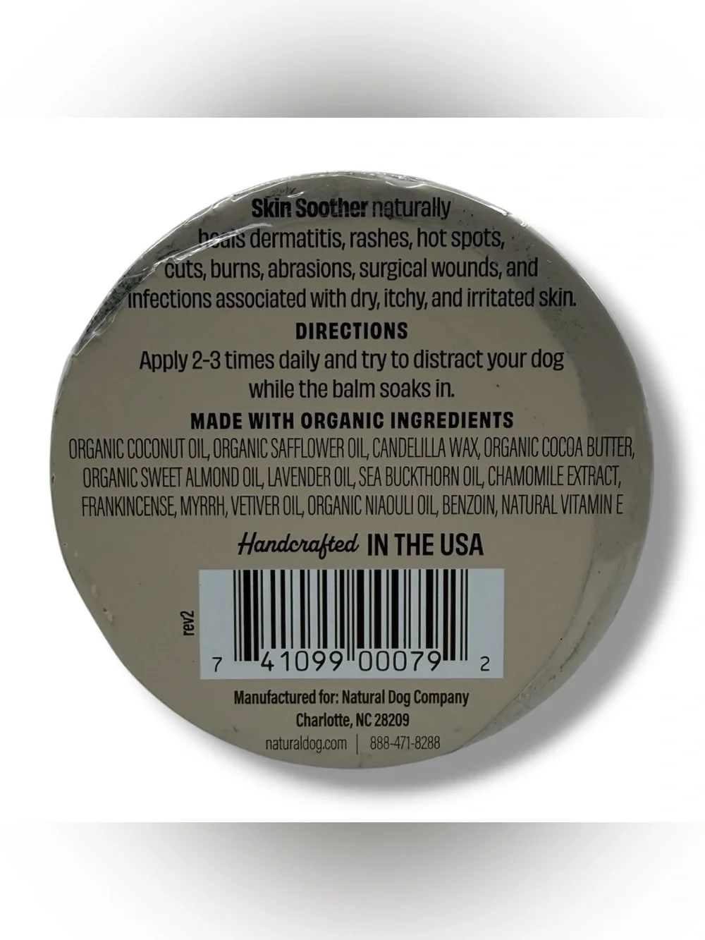 Natural Dog Company Skin Soother Dog Balm Dry Itchy Skin Hot Spots 4oz Tin